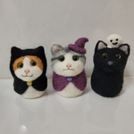 羊毛フェルト  ハロウィン猫 3匹セット