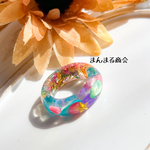 【うるリング】星／細／カラフル／薔薇／ドライフラワー／シェル／クリア／パワーストーン／レジン／花／11号／ボタニカル／指輪／お守りアクセサリー