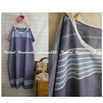 **ネイビーボーダー柄ワンピ**cottonリネン