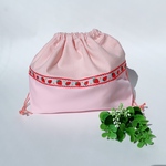 【今だけsale ☺︎  1,200円→1,000円】お弁当袋　＊ストライプ×いちご＊