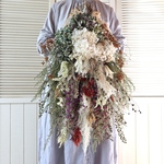 (75cm) ＊特大＊ 秋色のボリュームスワッグ/ドライフラワー/パンパスグラス/紫陽花/アジサイ/ケイトウ/開店祝い/ギフト