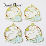 【D-1123】5pcs　ウサギ　28×26mm　ホワイト　チャーム　ハンドメイドパーツ