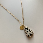 Dalmatian long necklace ∴ 高品質k16gp製 ロング ダルメシアンジャスパー 天然石