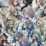 美しい妖女 海の妖精🌸素材紙　デザインペーパー