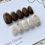 brown×beige ネイルチップ　ニュアンスネイル　