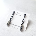 chain＋darmatian jasper black pierce ステンレスピアス
