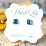 No.54760 小さいゴールドグリーン 緑樹脂ピアス アレルギー対応 made by PISTOL LILY