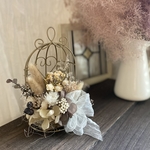 アーティフィシャル　ドライタッチ紫陽花　鳥かご　フラワーアレンジ　フラワーギフト　ドライフラワー  