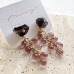 smoky quartz fringe 大ぶりピアス/イヤリング