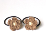 お花のヘアゴム2本セット＊ブラウン