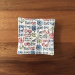 ブルー×ピンク　ちょうちょとお花柄のパーティーコースタ　6枚セット