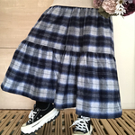 人気♡【定番】ギャザーたっぷりガウチョ☆秋冬起毛タイプ♡ブルーチェック柄