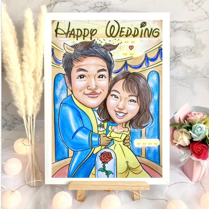 似顔絵オーダー　結婚式　ウェルカムボード　ウェディングボード　コスプレ　受付装飾アイテム　　ウェルカムスペース　イラスト　両親贈呈品　プレゼント　結婚祝い