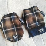 犬服！暖か！チェック　デニムスカート