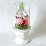 かわいい仏花　お供え　ガラスドーム　プリザーブドフラワー　法要　お悔やみ　一周忌　お盆　ペット仏花　ペットお供え　