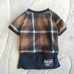 犬服！Msize！暖か！チェック！デニムスカート