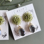 【オリーブ】花香水の耳飾り