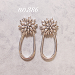 no.386 2way シルバー フラワー オーバル ピアス、イヤリング