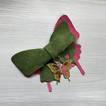 TUKUSIコラボ　緑×桜　蝶々のレザーアクセサリー