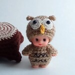 着ぐるみキューピー☆フクロウちゃん♡　ミミズク あみぐるみ　ぬいぐるみ