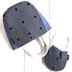 【１セット限り】▼U machiミニバッグとミニしずく巾着の２点セット▼北欧テイスト／クロス柄(ダークグレー)×ダンガリー     