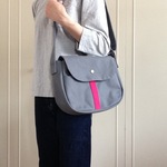 ショルダーＳ　グレー×ピンク　帆布