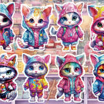 デザインペーパー NEON CAT コラージュシート