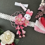 【オーダー品/044】ベビー ヘアバンド クリップ つまみ細工 和 袴 100日祝い 百日祝い お食い初め ひな祭り 赤ちゃん