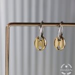 再販 ★CICI★ サージカルステンレス316L 　2way　バイカラー　コーヒービーンズ　フープピアス　ニッケルフリー　つけっぱなし　金属アレルギー対応　K18