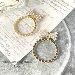 【NEW】2pcs★charm・ribbon+dotsring（リボンチャーム）