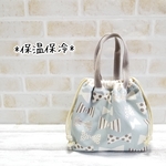 【受注製作】保温保冷お弁当袋*ナチュラルりぼんくすみblue*入園入学ランチ用品 