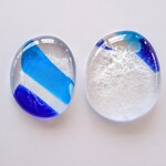 ガラスの箸置き＆パーツ　特大サイズ　ブルー　2点