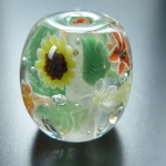 クリア系　お花のとんぼ玉