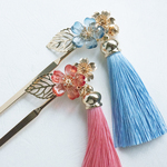 緋桜　かんざし　タッセル付き