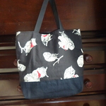 黒のフクロウ柄のトートバッグ（送料無料）