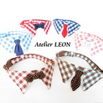 オーダーメイド２色使いのギンガムチェック＊猫ちゃん襟首輪