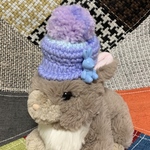  【２０１９年モデル復刻版】小さめうさぎパーツ付き🐰💕ポンポンキャスケット（パープル系）