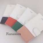(再再販)手帳型 レースパステルバイカラーiPhoneケース