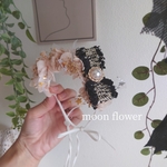 リボンカチューシャ❥ツイードブラック✿ヘッドドレス✿ペットアクセサリー