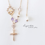 cross tie Necklace : lavender ✵ 結び十字架のアシンメトリー ネックレス  ペンダント  