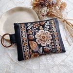 インド刺繍のフェイクレザーミニポーチ
