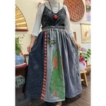 墨染めの芸妓さん柄の手ぬぐいのスカート(兵児帯のペチコート付き)