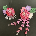 七五三 カメリアのお花の髪飾り☆ピンク☆浴衣