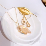 ピアスandネックレスセット♡プレゼントにもレア♡希少秋色スワロフスキー♡希少色クリスタルゴールデンシャドー