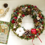 りんごと木の実のクリスマスリースL
