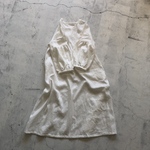 【秋SALE】ふんわりギャザー袖ワンピースFRENCHLINEN100%　オフ