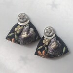 インド刺繍リボンの耳飾り スノーフラワー