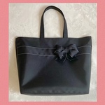 再販 りぼんバッグLL マザーズバッグ 黒ステッチ ナイロン Handmade Takako 