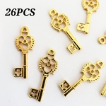 【10/13 販売】26個 カギ 鍵 キー アリス パーツ チャーム/ゴールド（C2-418）宗教モチーフ ゴシック