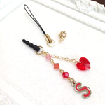 ♥ イニシャル「Ｓ/赤」イヤホンジャック　　（シリーズ【紫・黄・青・赤・緑】 5色カラー）